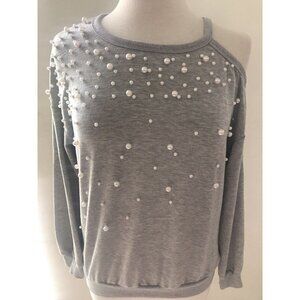 Unbranded Womens Embellished Cold Shoulder Gray Sweater Dress, Size M